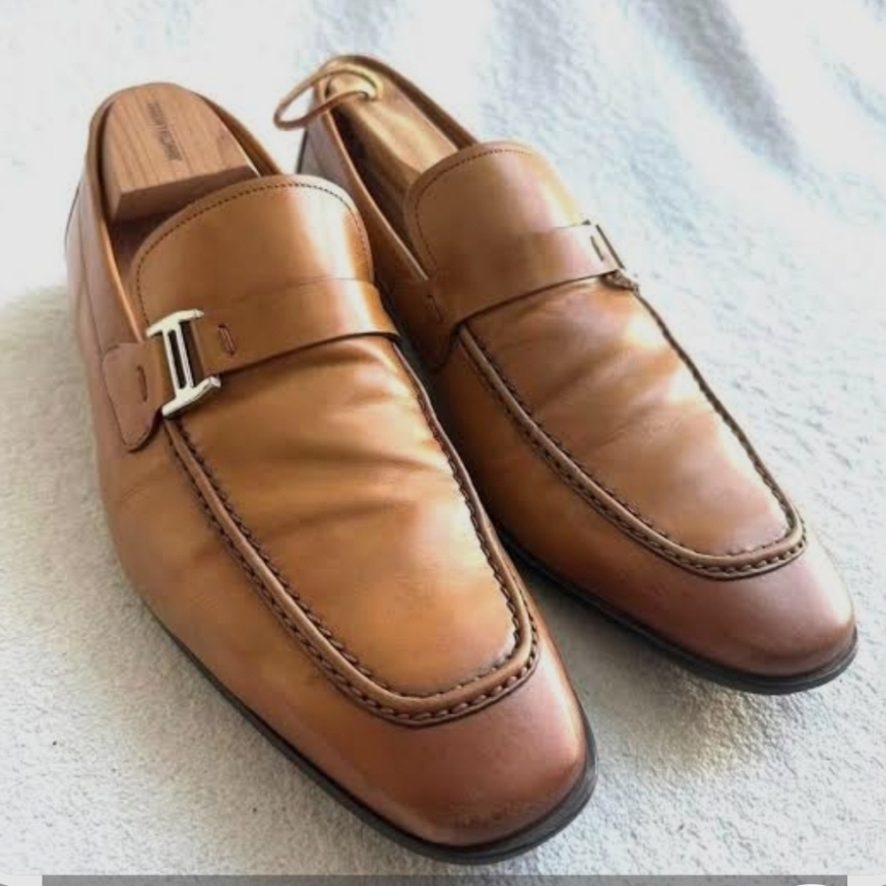 Men's Tan Leather Slip-On Loafers